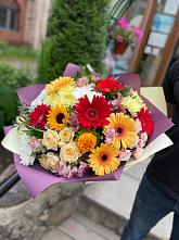 Букет цветов из:  Герберы, Ромашки, Хризантемы, Розы и Подсолнухи #REPLACE_PRED# город Рузаевка