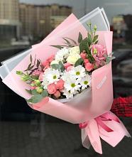 Букет цветов из:  Розы, Лизиантусы и Хризантемы в город Рузаевка